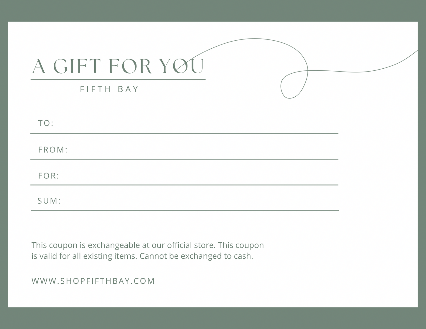 Fifth bay gift card